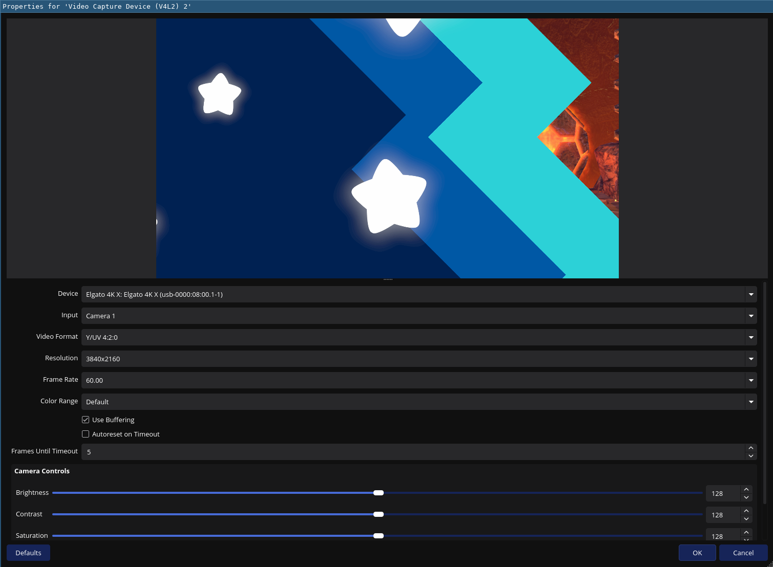 Elgato 4K X at 3840x2160 60fps in OBS